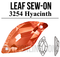 3254 Glitzstone Hyacinth Orange Sew On Leaf Rhinestones